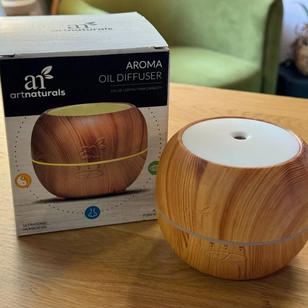 artnaturals Aroma Oil Diffuser Ultrasonic Humidifier 150 ML Tank, Wood Grain